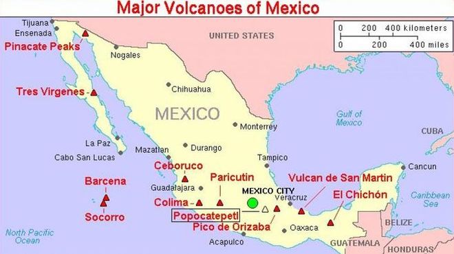 Парикутин на карте вулканов Мексики