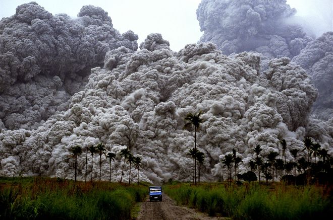 Пирокластические потоки, покрывшие окрестности Пинатубо во время извержения 1991