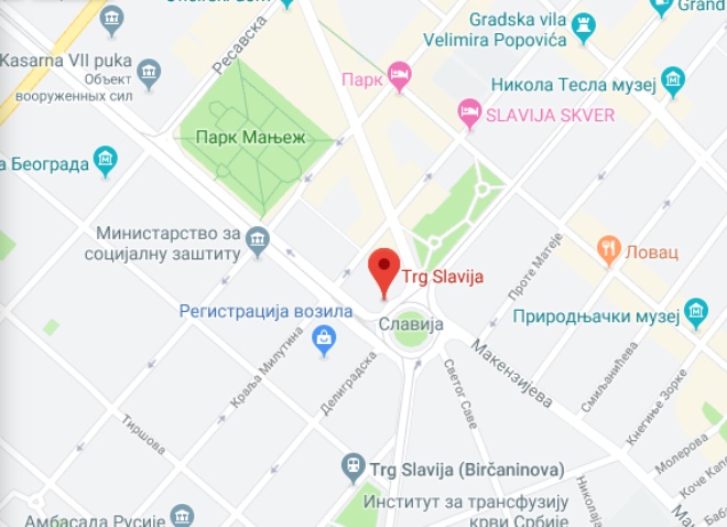 Площадь Славия на карте