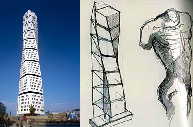 Прототип конструкции здания - скульптура Twisting Torso