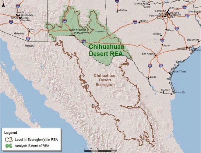 Пустыня Чиуауа на карте