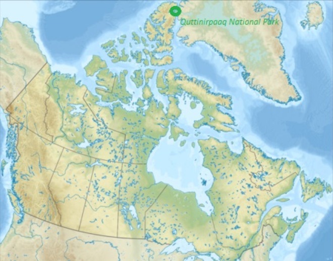 Расположение парка Куттинирпаак на карте Канады