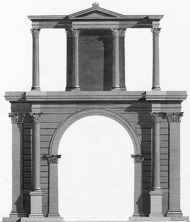 Реконструированный вид арки Адриана в Афинах