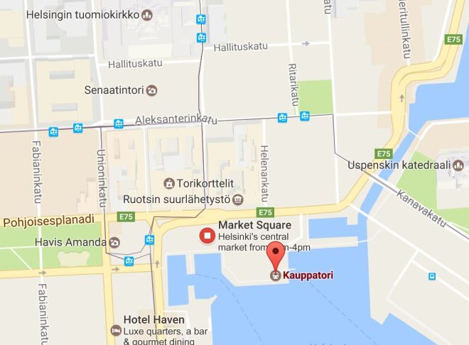 Рыночная площадь на карте Хельсинки