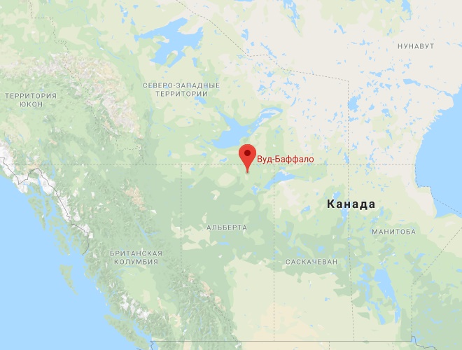 Вуд-Баффало на карте Канады