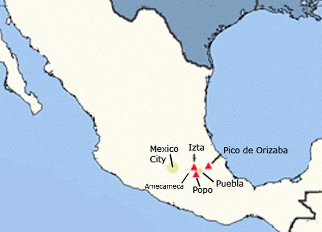 Вулкан Орисаба на карте